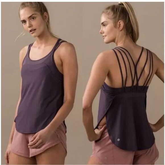 LULULEMON Anew Singlet Black Currant Size 4 EUC U670 - Picture 1 of 11